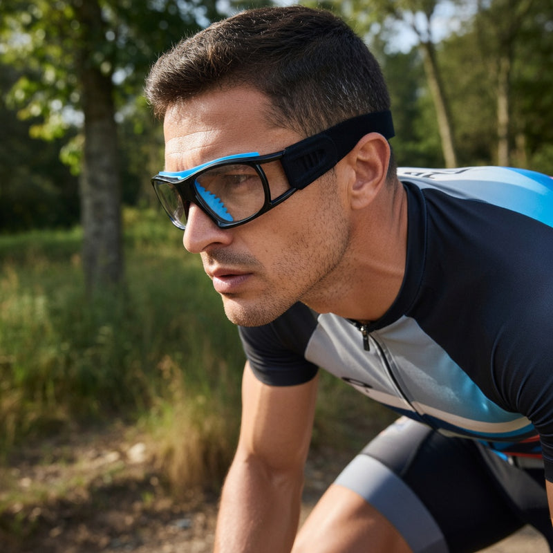 Gafa deportiva Modelo L016 Color negro-azul - vista en modelo